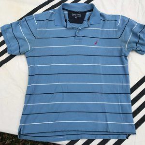 NAUTICA POLO Shirt MEN'S SIZE XL STRIPED LIGHT BLUE Mens EXTRA LARGE